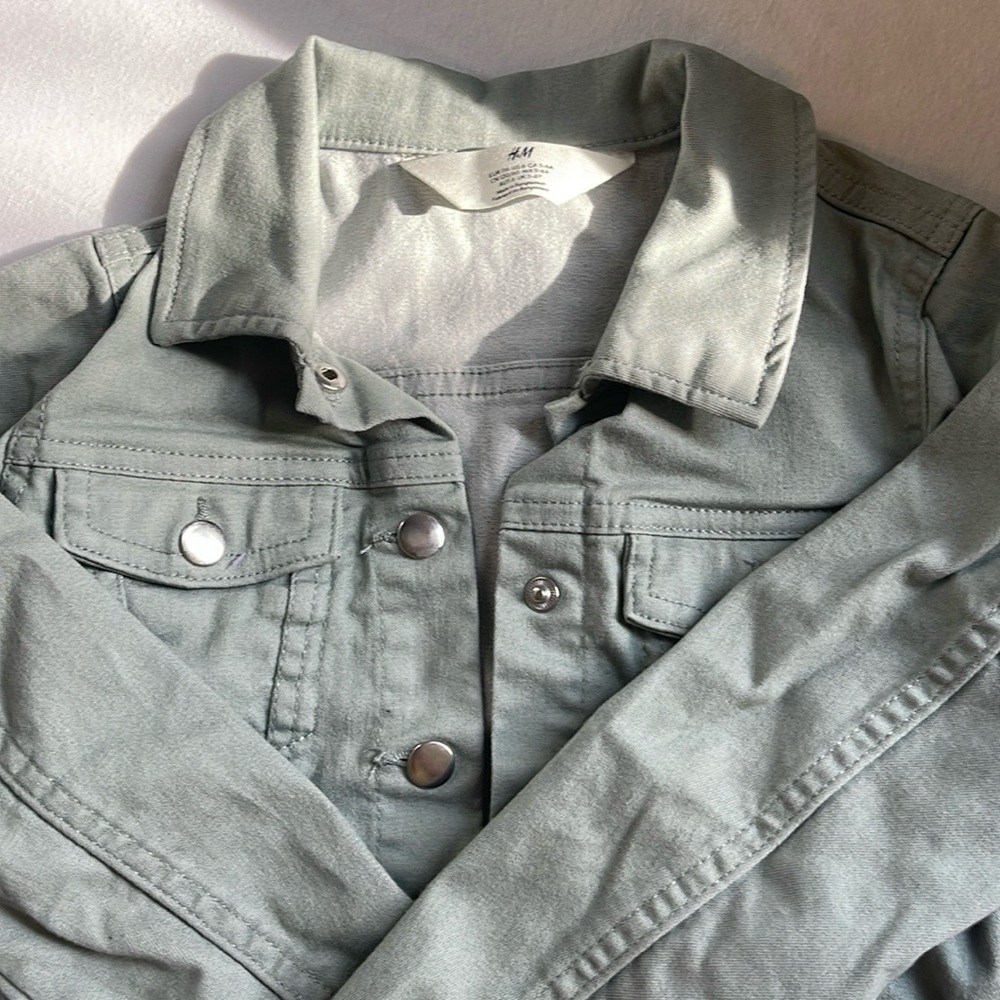 H&M Jean jacket. Light green/ sage color